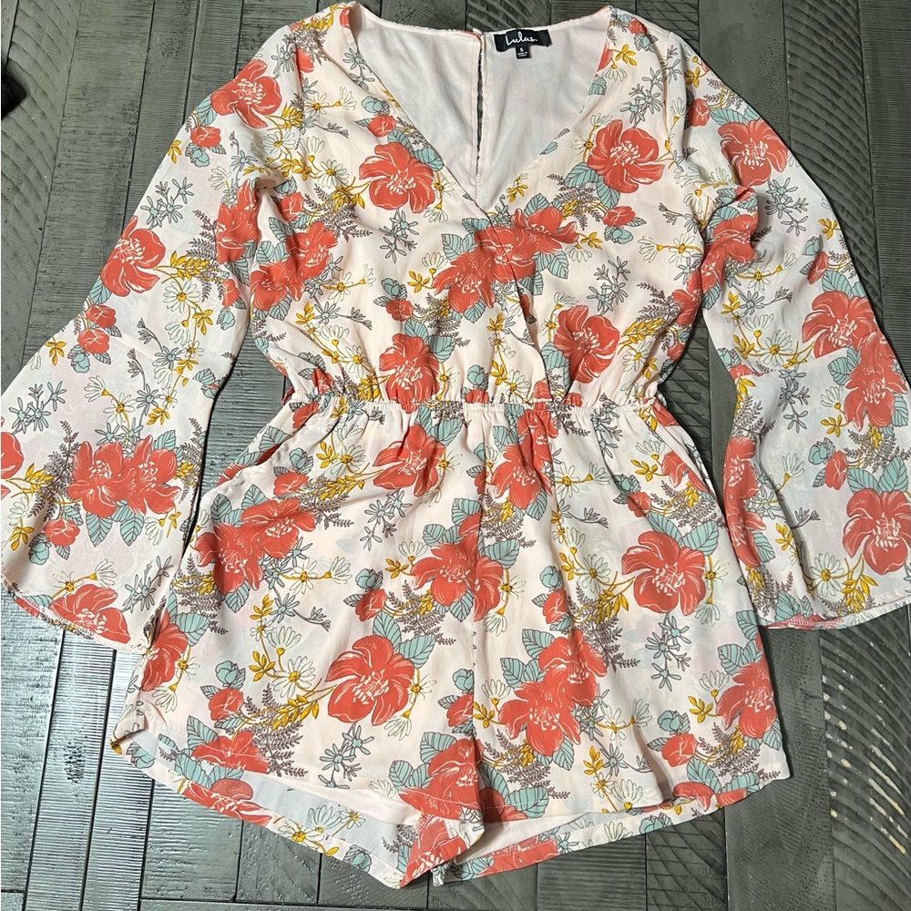 Lulus Floral Bell Sleeve Romper